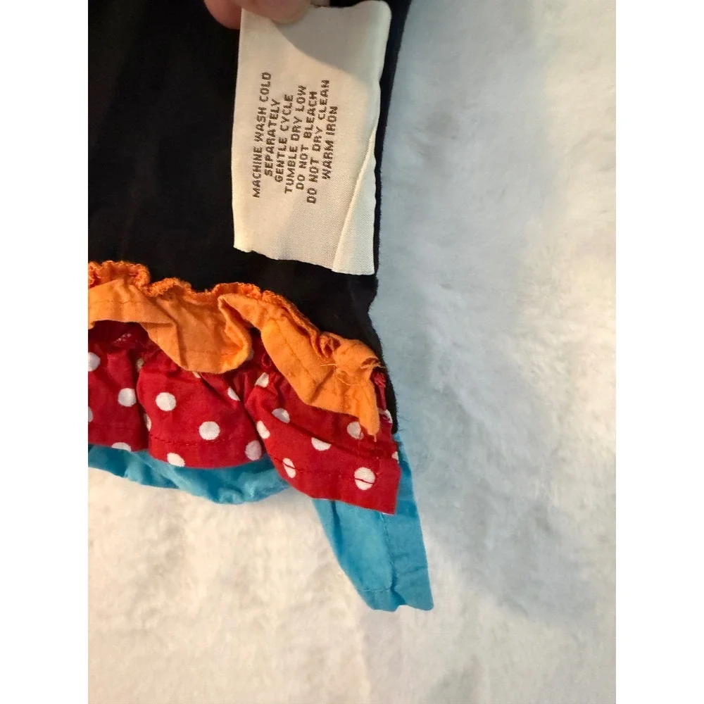 Sur La Table Black Cotton Half Apron Cocktail Embroidery Polka Dot Ruffle Trim